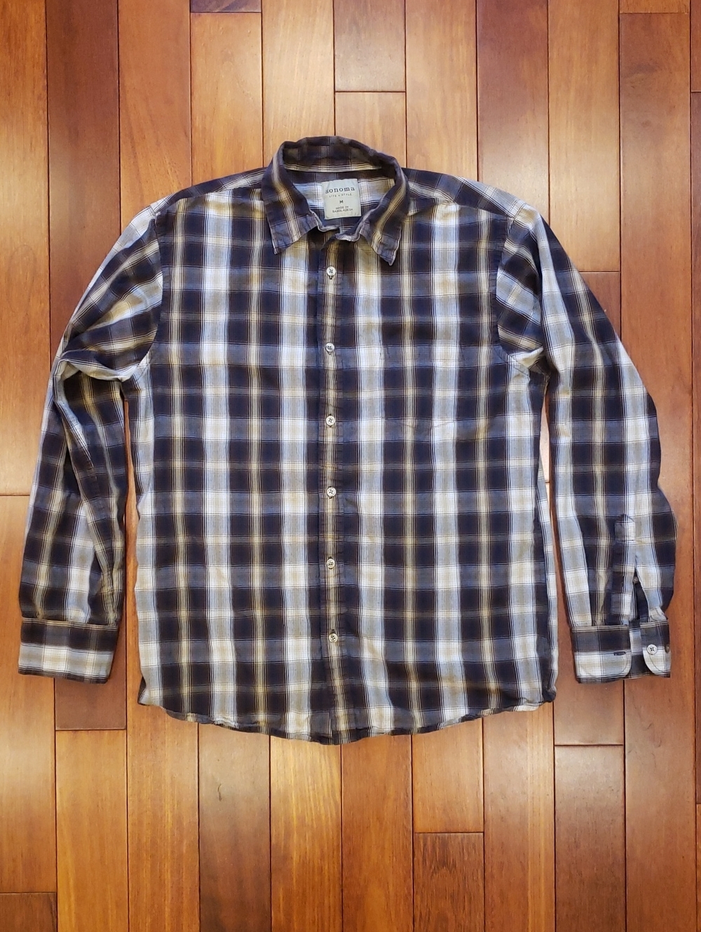 Men's Medium Sonoma Long Sleeve Plaid Button Down Shirt